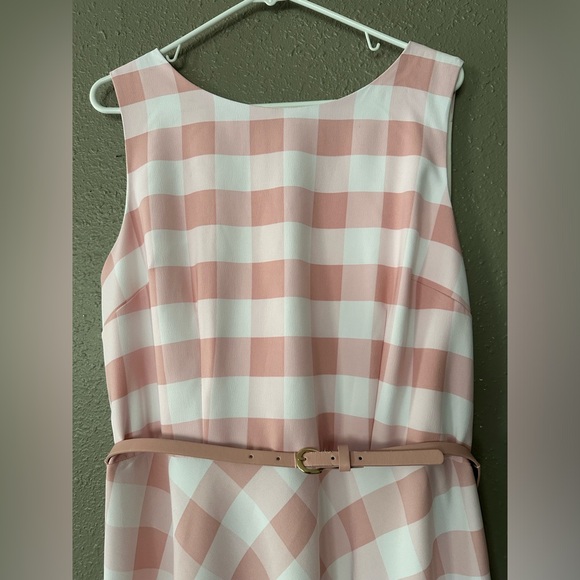 🎀 vintage Retro Pin up Gingham Pink and White Plaid Flare Sleeveless Dress 16 - Picture 13 of 13